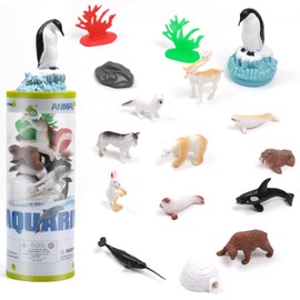 Unique Kids - Juego de 15 cifras de animales árticos en tubo para niños, pequeños animales realistas para contenedor sensorial, recuerdo de fiesta de cumpleaños, niños pequeños 3-5 (animales árticos)