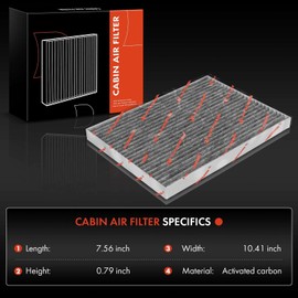 A-Premium - Filtro de aire de cabina de 2 piezas con carbón activado compatible con Nissan Sentra 2007-2012, Rogue 2008-2013, Rogue Select 2014-2015, reemplazo# 27277EN000