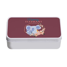 Fabulous Metallbox, Rot, Mommy Elephant and her Baby Drawing Illustration – 11 x 18,5 x 5,5 cm – Aufbewahrungsbox, Schlüssel, Werkzeug, Brotdose, Zucker, Kekse