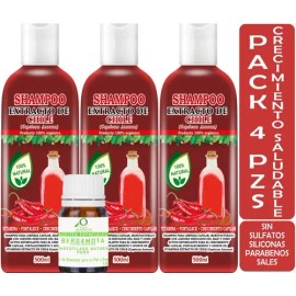 3 Shampoos Extracto De Chile 500ml Cu  Aceite Bergamota                                                                                               