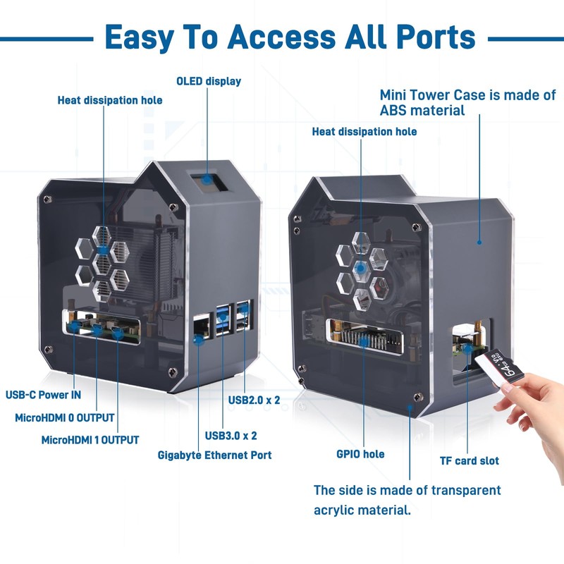GeeekPi Mini Tower Kit for Raspberry Pi 5, Case with