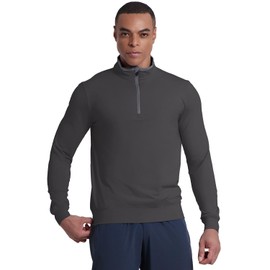 VAUTE Men's 1/4 Zip Pullover UPF 50+ Long Sleeve Loose Fit Golf Shirts Sun Protection Quick-Dry Breathable Lightweight Active Sports Pullover Tops Charcoal Small