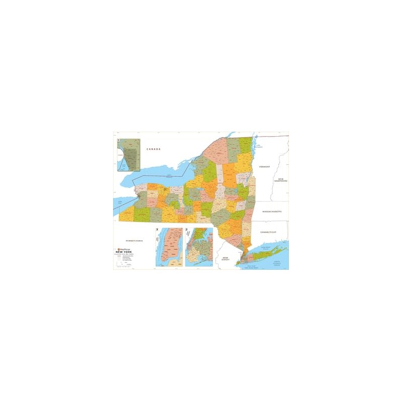 New York ZIP Code Map with Counties - Poster -