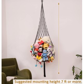 Ceiling Hanging Stuffed animal Net or Hammock Macrame Toy Hammock for Stuffed Animals Storage net Plush Toy Holder Corner Hanging Net Teddy Net for Boho Bedroom Playroom