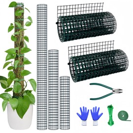 Moss Pole DIY Kit, 6.6/13.2/26.4ft Metal Moss Pole for Plants Monstera, 2Pcs 8.3in×3.3ft Steel Mesh with Plier, Cable Zip Ties, Sphagnum Moss Pole (6.6ft Wire Mesh with Plier)