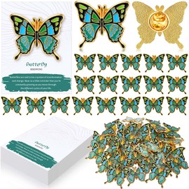 Liliaafar 60 Sets 30/60 Sets Funeral Pins Bulk Butterfly/Feather/Wing Lapel Pins Celebration of Life Funeral Favor Memorial Enamel Brooches with Prayer Poem Cards for Who Loss Loved One (Butterfly)