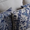 D (45X45cm) Decorative Hamptons Oriental Blue Floral Linen Cushion Cover