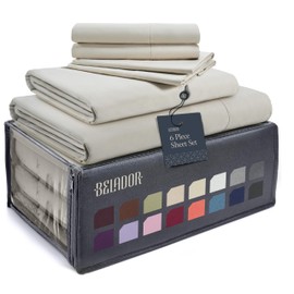 BELADOR Silky Soft Queen Sheet Set - 6 Piece Bed Sheets for Queen Size Bed, Secure-Fit Deep Pocket Sheets with Elastic, Breathable Hotel Sheets & Pillowcase Set, Wrinkle Free Oeko-Tex Sheets
