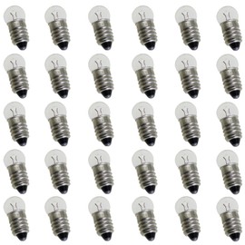 LUORNG Light Bulbs 30pcs Warm White Small Screw Base Light Bulbs E10 Base 1.5V / 0.3A for Home Experiment Circuit Electrical Test Accessories