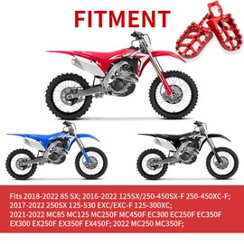 KICRY Dirt Bike Foot Pegs CNC Aluminum Rests Footpegs for 2016-19 85 SX 125SX 250 450XC-F 530 EXC F 300XC MC85 125 250F 450F EC EX300 350F Pit Bike (Red, 16-19 85-530 SX SXF EXC EXCF XCF XCW)
