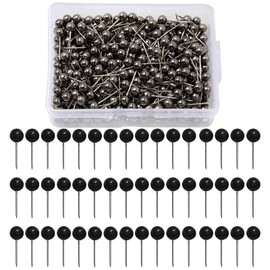 500 Pcs Drawing Push Pins Map Pins, VEGCOO Black Push Pins with Plastic Round Head, Map Thumb Tacks Drawing Pins for Wall Drawing Pinboard, Map Mark or Bulletin Board (Black)