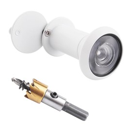 Tahikem Door Viewer Peephole, Door Viewers with 0.63inch/16mm Drill Bit Kit, Fits 1-3/8" to 2-1/4" Front Door, 200 Degree Wide Angle Peep Eye Hole, Anti Peeping Reverse Privacy Covers - Matte White