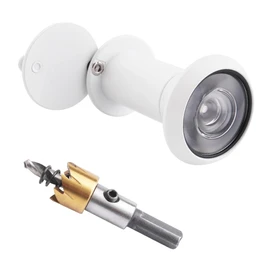 Tahikem Door Viewer Peephole, Door Viewers with 0.63inch/16mm Drill Bit Kit, Fits 1-3/8" to 2-1/4" Front Door, 200 Degree Wide Angle Peep Eye Hole, Anti Peeping Reverse Privacy Covers - Matte White