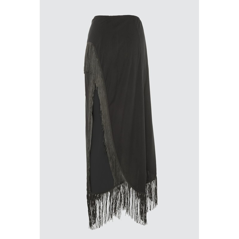 TRENDYOL Damen Quaste Viscose Sarong Rock Skirt, Schwarz, 42 EU