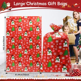 Yunaeduo Extra Large Christmas Gift Bag - 2 Pcs Large Christmas Gift Sacks 56"x36" - Jumbo Christmas Gift Bags for Giant Gifts - Heavy Duty Plastic Christmas Bags - Large Xmas Gift Bags for Presents
