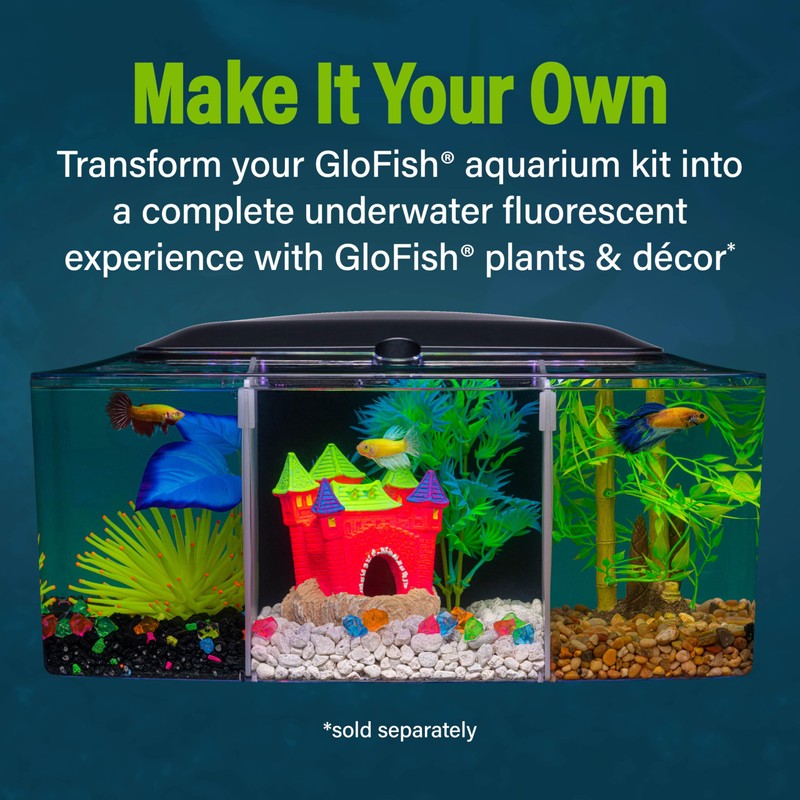 GloFish Betta Trilogy Aquarium, 3 Gallons, Includes LED Lights and