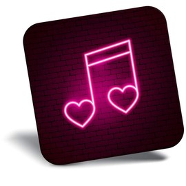 Destination Vinyl ltd Fridge Magnet - Neon Pink Love Music Heart 2069