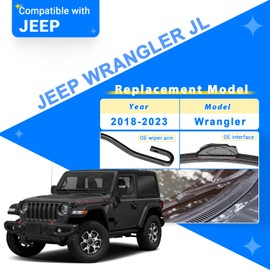 RAINTOK Windshield Wiper Blades Replacement for Jeep Wrangler JL 2018 2019 2020 2021 2022 2023 Original Factory Quality Front Rear Wipers Blade Set for My Car - 16" 16" 12" (Pack of 3)