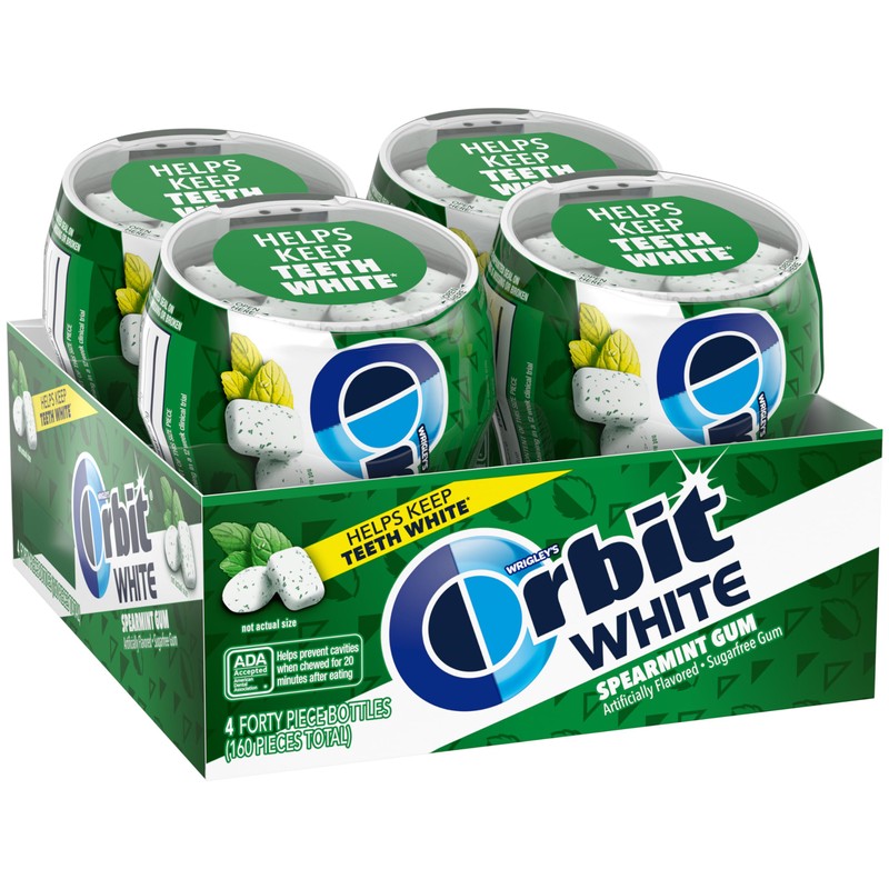 Orbit Gum White Spearmint Gum, 40 Piece Bottle (Pack of
