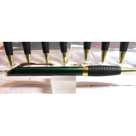 TERZETTI LOT OF 10 TERZETTI SLOPE TOP METAL BALLPOINT PEN-  GREEN-RUBBERIZ