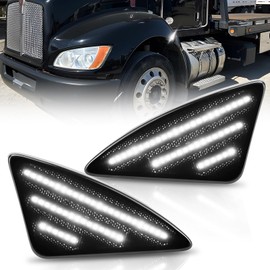 Bestview Side Marker Light Assembly, Turn Signal Lights Compatible for Kenworth T660 T170 T370 T270 2008-2021, Smoked Len White LED