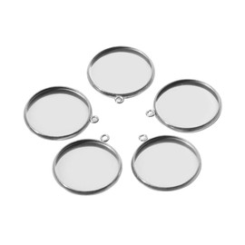 HugeDE 50 Pcs Stainless Steel Pendant Trays Round Bezal Blanks Cabochon Settings Charms Craft Necklace Earrings Blanks for Jewelry Making 20mm