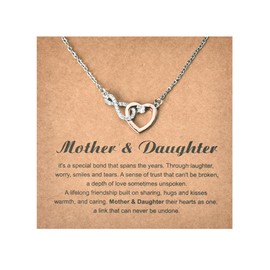 Birthday Gifts for Mom - Mother Daughter Necklace, Infinity Heart Necklace, Mothers Day Gift Ideas