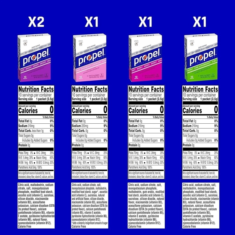 Propel Powder Packets 4 Flavor Variety Pack With Electrolytes