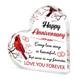 AOBIURV Happy Anniversary Acrylic Gift for Women Wife Christmas Cardinal Gifts For Women Romantic Wedding Aniversario Decor for Her Him Keepsake Love Quote Sign for 1st 3rd 8th 15th Year