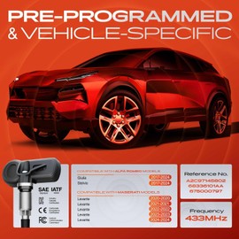 A-Premium 4PCS Pre-Programmed TPMS Sensor Tire Pressure Monitoring Sensor - Compatible with Alfa Romeo Giulia 2017-2024, Stelvio 2017-2024 & Maserati Levante 2020-2024 - 433MHz - Replace 68336101AA
