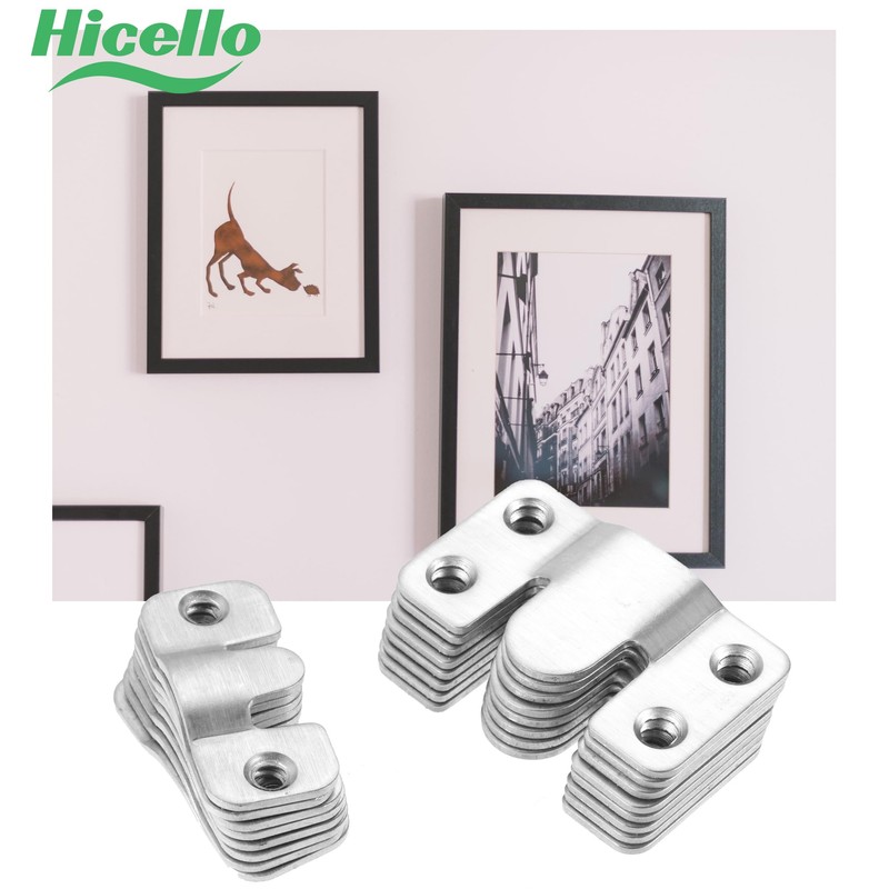 Hicello 20 Pieces Flush Concealed Brackets, Interlocking Stainless Steel Hanging