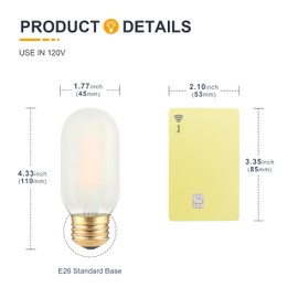 TOKCON Frosted T45 LED Bulb- Vintage E26 Base Edison Light Bulbs 40 Watt Equivalent- Dimmable Decorative Antique T14 Filament Tubular Bulbs- 4W 2700K Soft Warm White- 6 Count