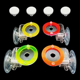 Saricho Fluorescent Acrylic frag Plugs Holder for Coral，Live Coral Reef frag Bracket，Coral frag Rack with Suction Cups, This Set Contains Four Acrylic Holders and Four White Premium Ceramic Bases