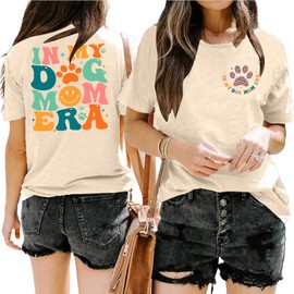 Dog Mom Era T Shirts: Cute Paw Print Tee for Women - Casual Summer Top in Cream