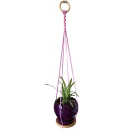ATLanyards Pink Purple and Orange Hanging Plant Shelf | Pink Plant Hanger | Floating Plant Shelf | Macrame Plant Holder | 329 (24" Long with Metal Ring)