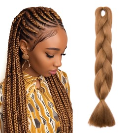 1 x 60 cm 2-4 Tones Ombre Braiding Hair Jumbo Braids Hair Extension for Crochet Braiding Hair Light Chestnut Brown