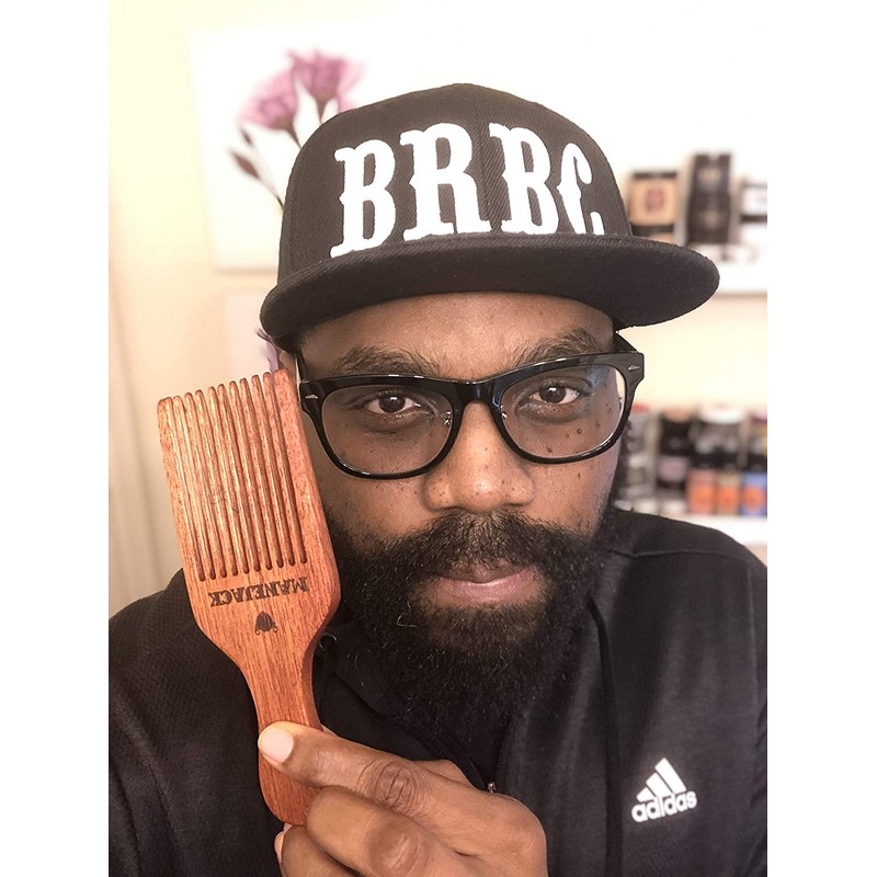 MANEJACK Beard Pick for Men- Wooden Comb Afro Hair Lift