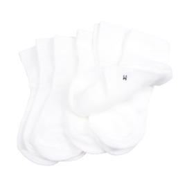 T.H.L.S Kids & Youth Socks 5-Pack, School Uniform Boys & Girls - Ultra Soft Combed Cotton, Non-Slip Cuff, Seamless Toe Ankle White Sock