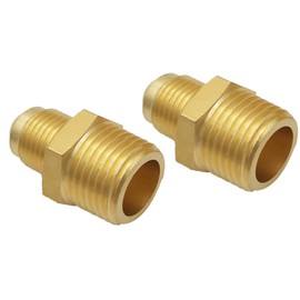 MENSI Propane Hose Accessories Compression Metals Brass Couples Tube Fitting 3/8" Male Flare x 1/2" NPT Male Pipe Half-Union Gas Adapter 2 Sets