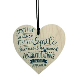 RED OCEAN Congratulations On Your Graduation Wood Heart Gift For Her Him Keepsake Graduate Degree Exam Present