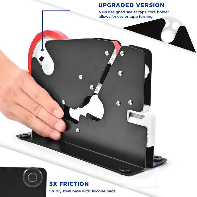 Tape Bag Sealer with Trimmer, Built-in Sharper Blade, Clear Plastic