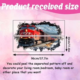 SUPERDANT 3D Wall Sticker Vintage Train 3D Break Wall Decals Alpine Forest Train Wall Art Stickers Nursery Wall Sticekrs Peel and Stick for Living Room Bedroom Home Wall Decor