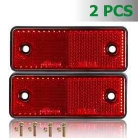 AGRISHOP 2x Red Trailer Rectangular Reflectors,95x37x9.6mm,E Approved, Reflective Red Rear Reflector Screw On for Trailer,Gate Posts,Fence,Cat’s Eye,Reflectors for RV Truck Camion Bike Lorry
