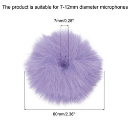 PATIKIL Furry Microphone Windscreen 7mm x 60mm Mic Cover Windshield for Indoor Outdoor Microphone Purple