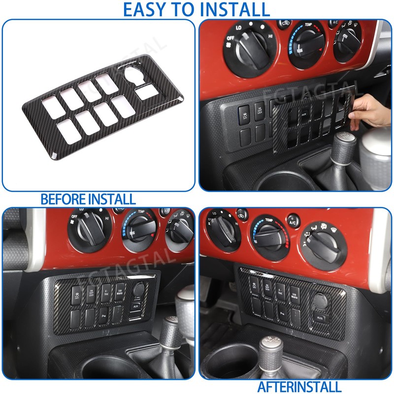 Center Console Auxiliary System Button Panel Decoration Frame Cover Fit