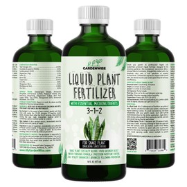 GARDENWISE 3-1-2 Liquid Fertilizer Concentrate with Micronutrients - Ideal Snake Plant Food for Sansevieria (Dracaena trifasciata), Indoor Plant Care (8 OZ)