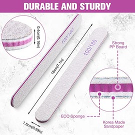 150 limas de uñas de grano 100/180 de doble cara, lavables y reutilizables, herramientas de manicura para uñas acrílicas naturales, uso doméstico y sa