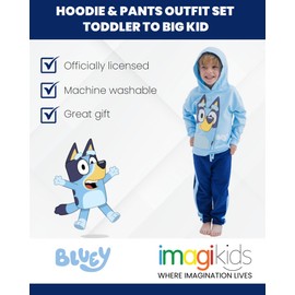 Bluey Toddler Boys Fleece Pullover Hoodie & Jogger Pants Set Light/Dark Blue 3T
