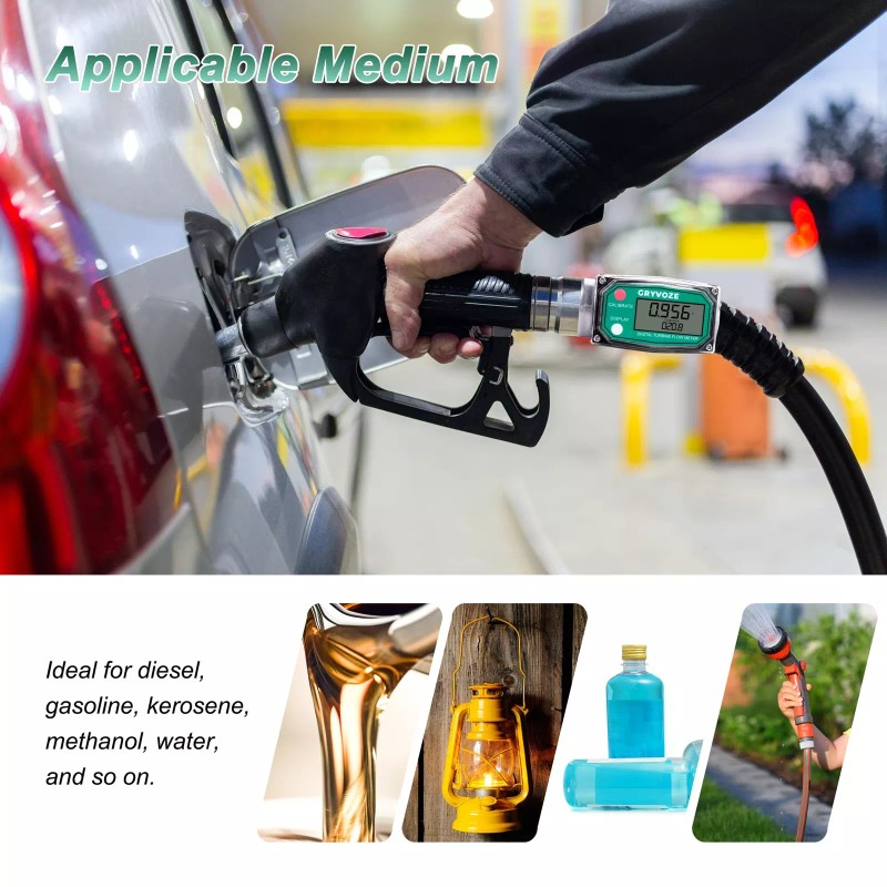 GRYVOZE Digital Turbine Flow Meter with LCD Display for Fuel