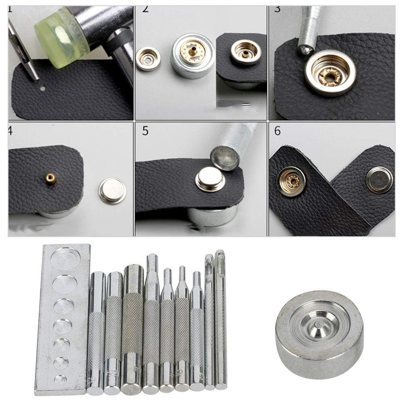 HEEPDD Leathercraft Tool, Punch Snap Kit Rivet Setter with Base